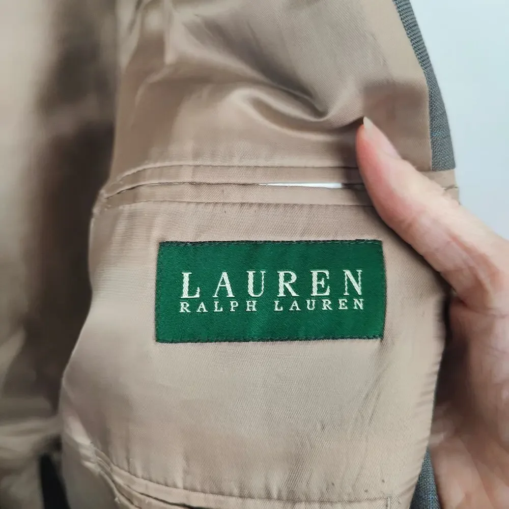 Lauren Ralph Lauren Blazer Mens 46L‎ Tan Brushed 100% Wool Preppy Suit